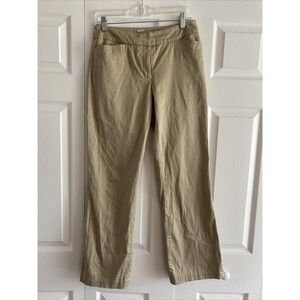 Claudia Ev Womens Size 2 Khaki Chino Straight Leg Pants Career Flat Front